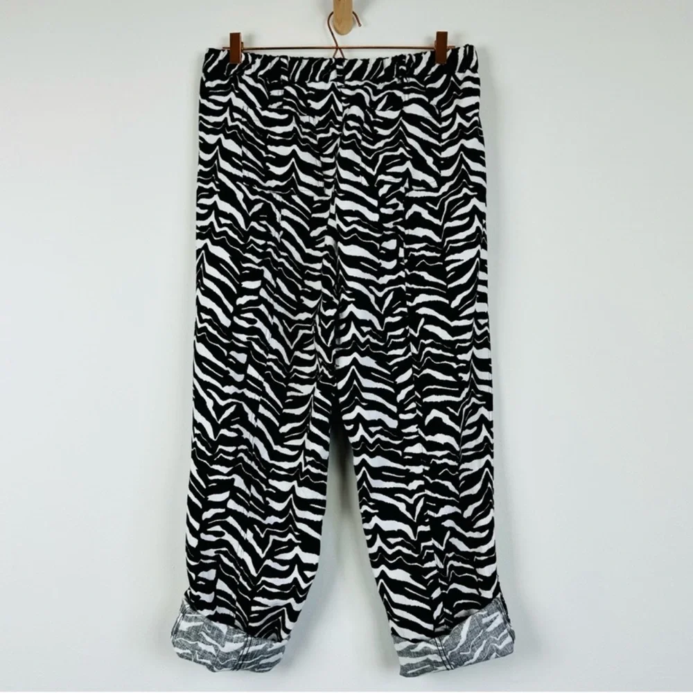 Calvin Klein Striped Linen Relaxed Straight Leg Pull-on Pants
